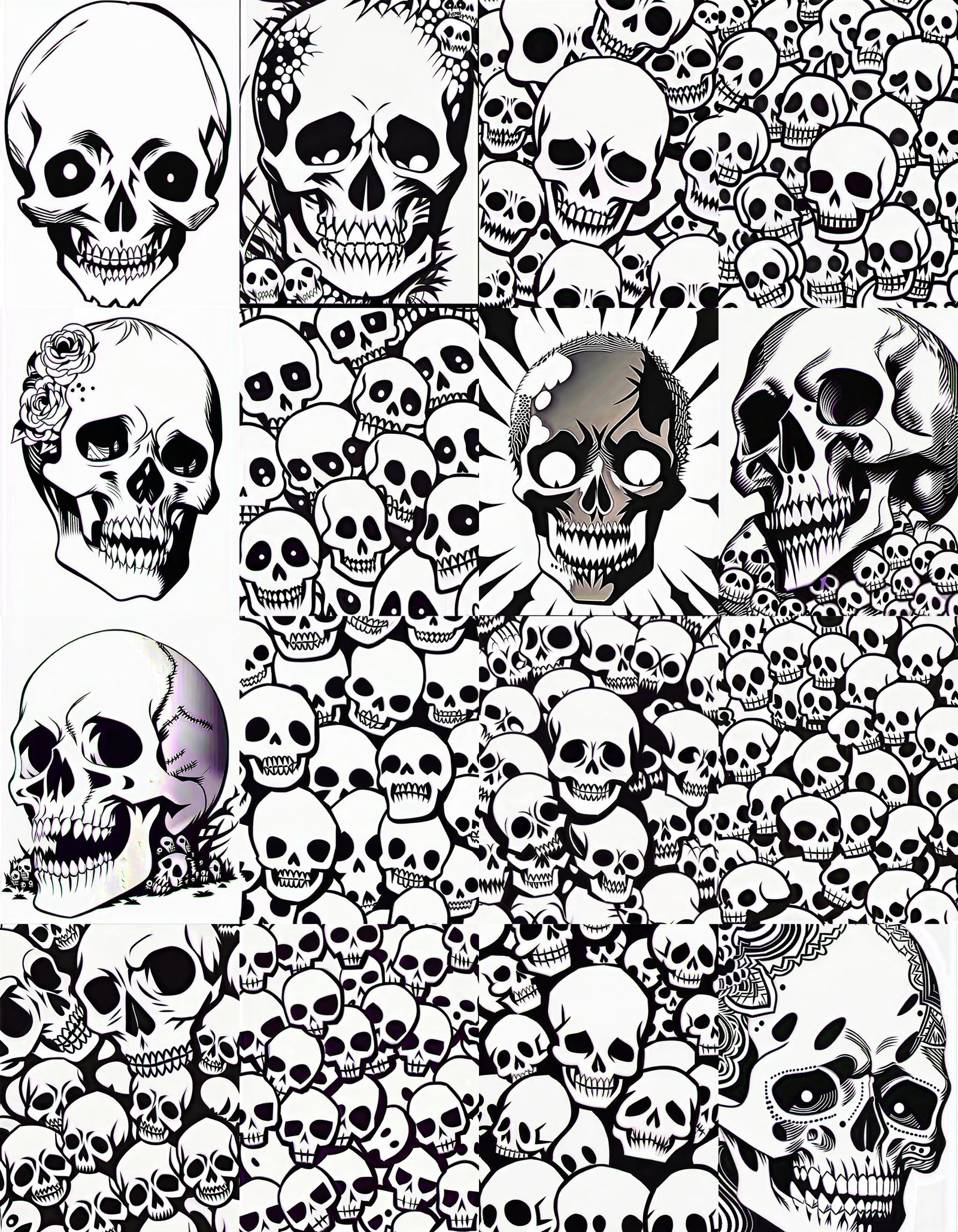 Creepy Skull on White Background