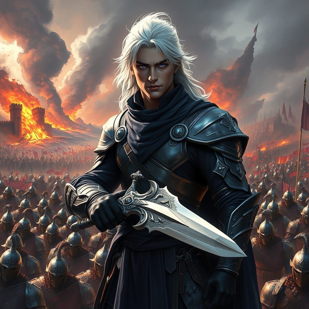 Confident Commander Leads Vast Army in Epic Fantasy Battle