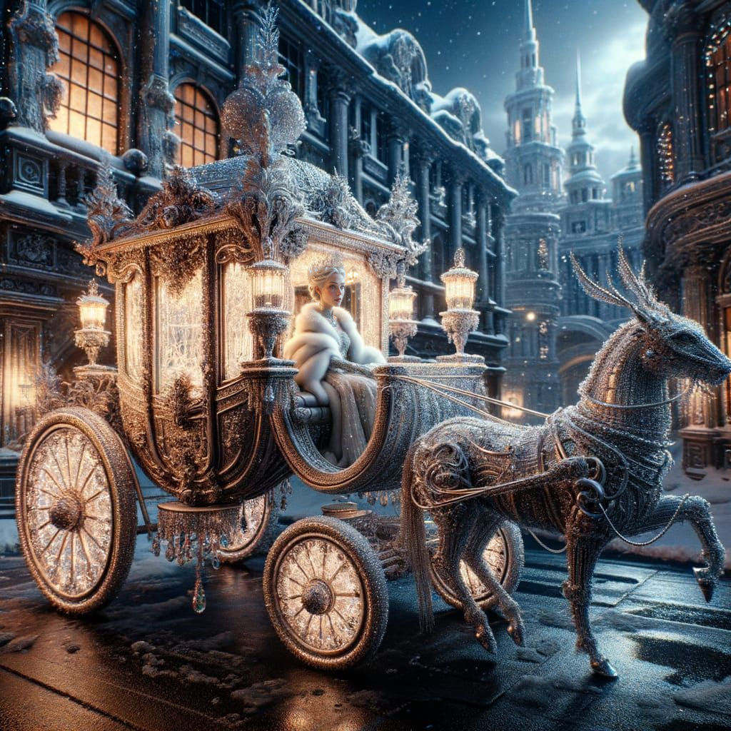 Luxurious Snow Queen Reigns in Urban Winter Wonderland