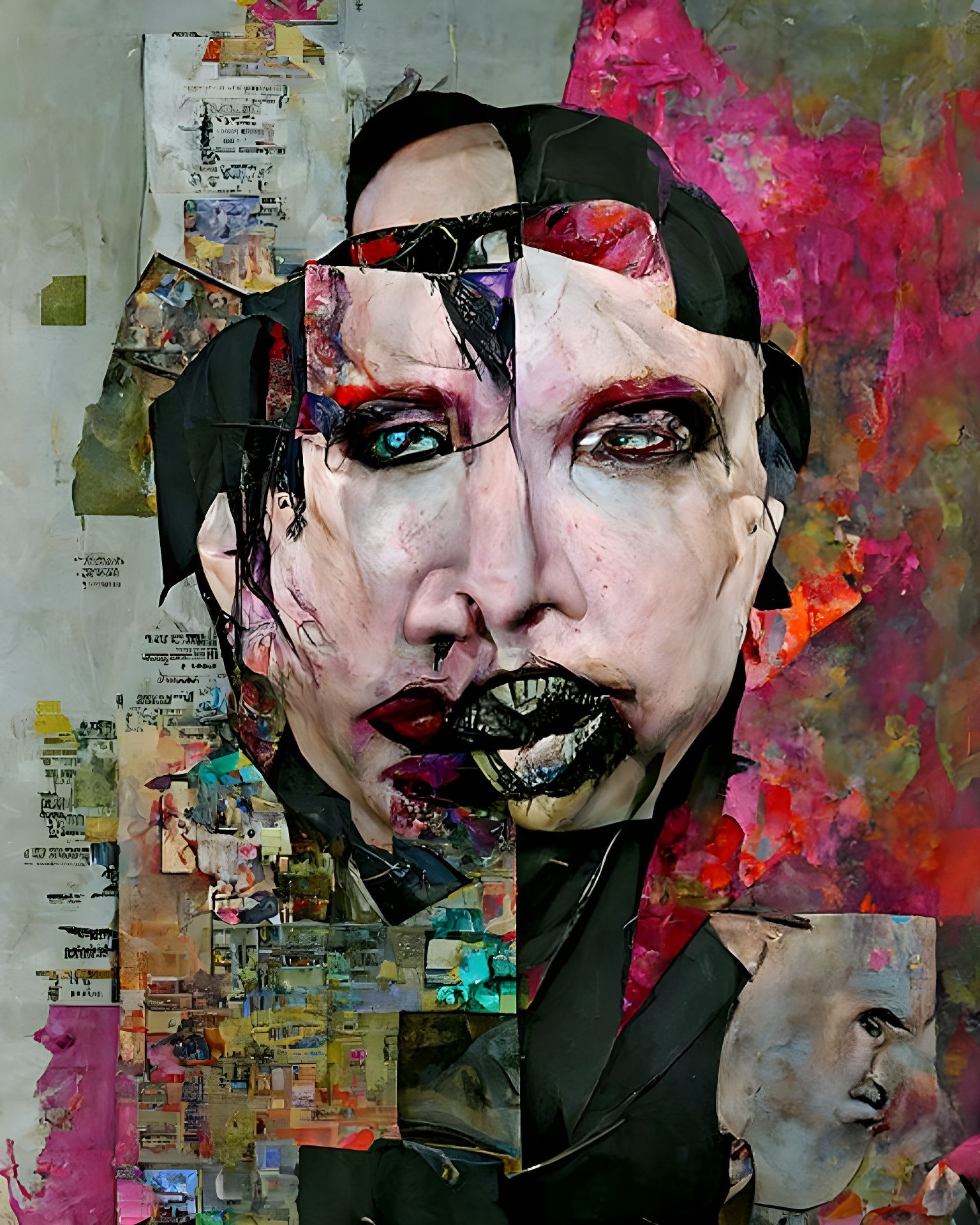 Marilyn Manson Mixed Media Collage Portrait