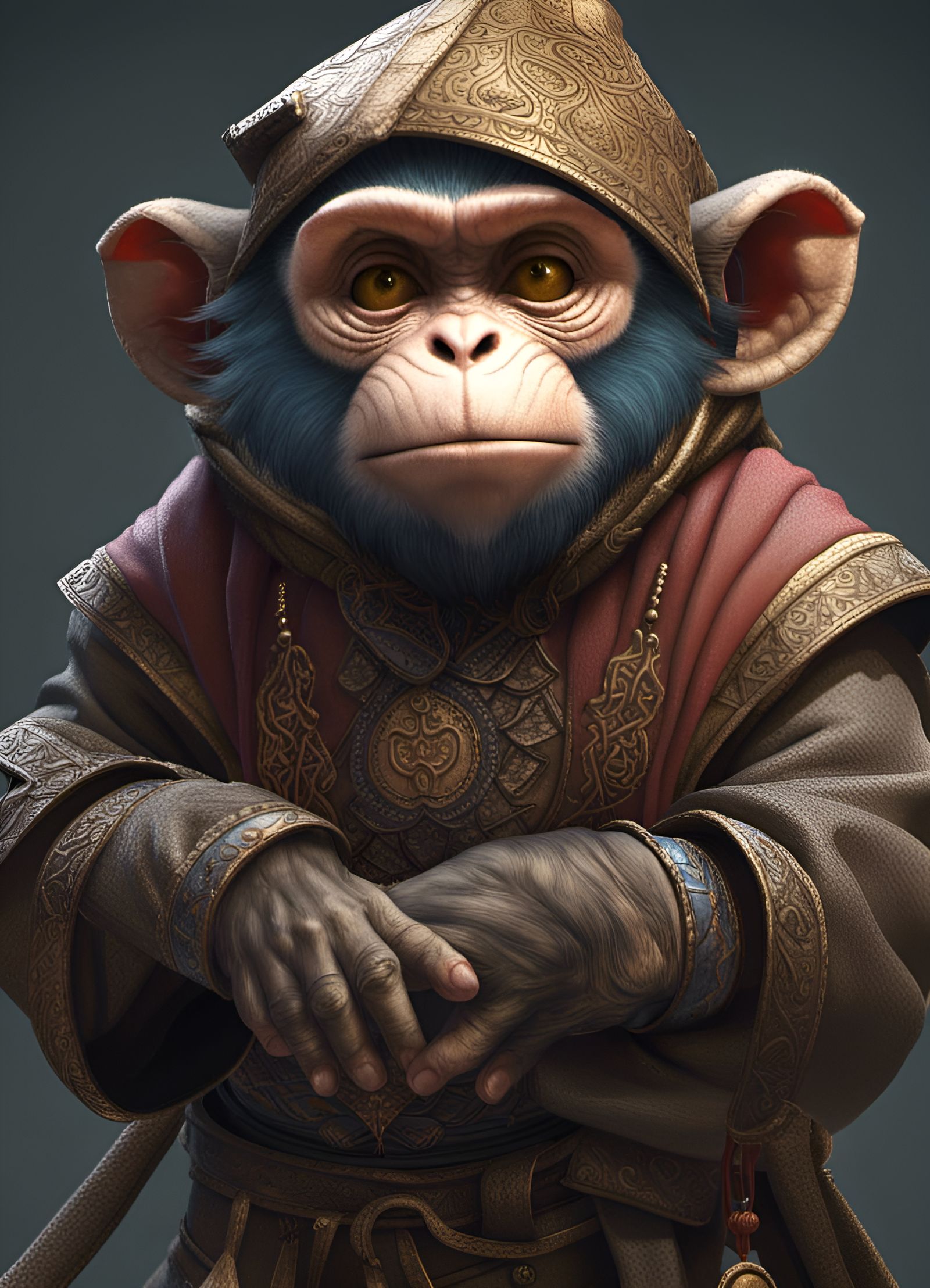 Monkey Medieval Monk Concept Art in 8k Resolution