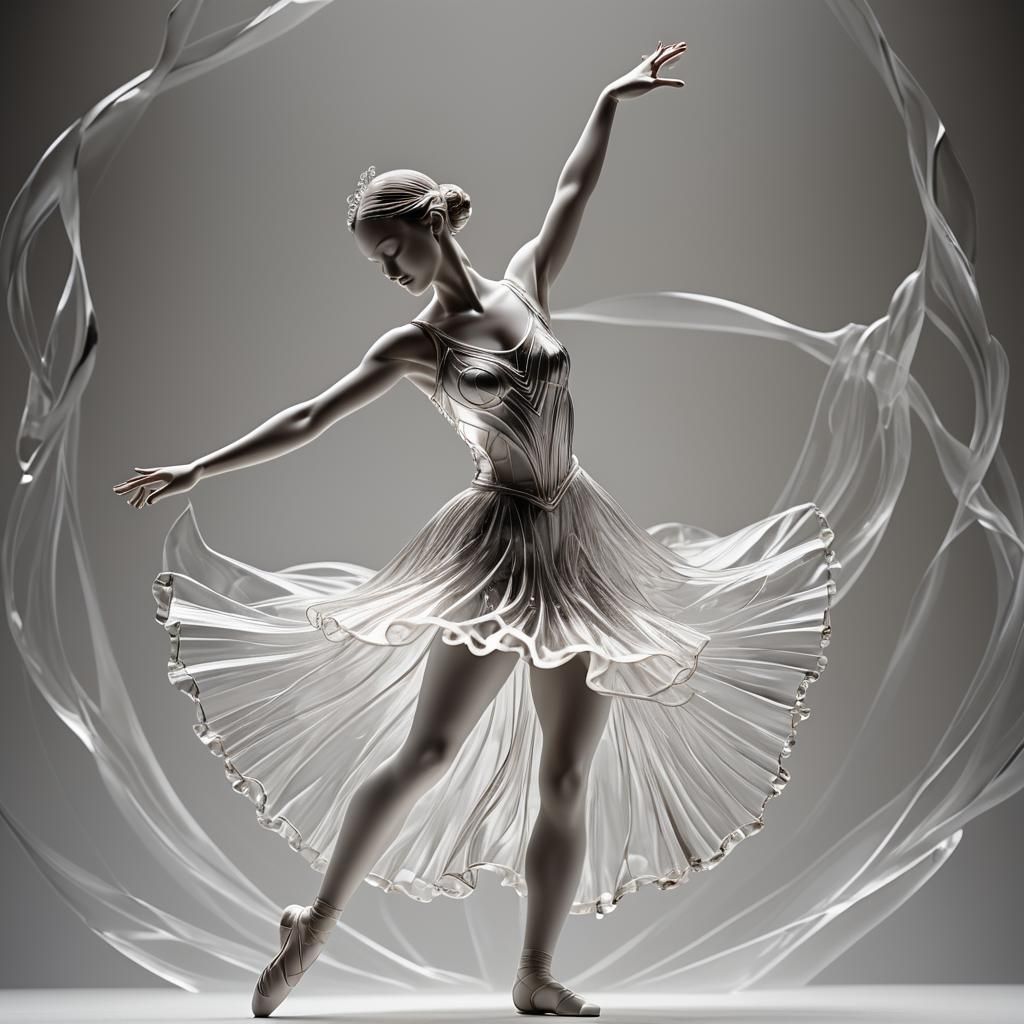 Lalique-Style Crystal Ballet Dancer Sculpture