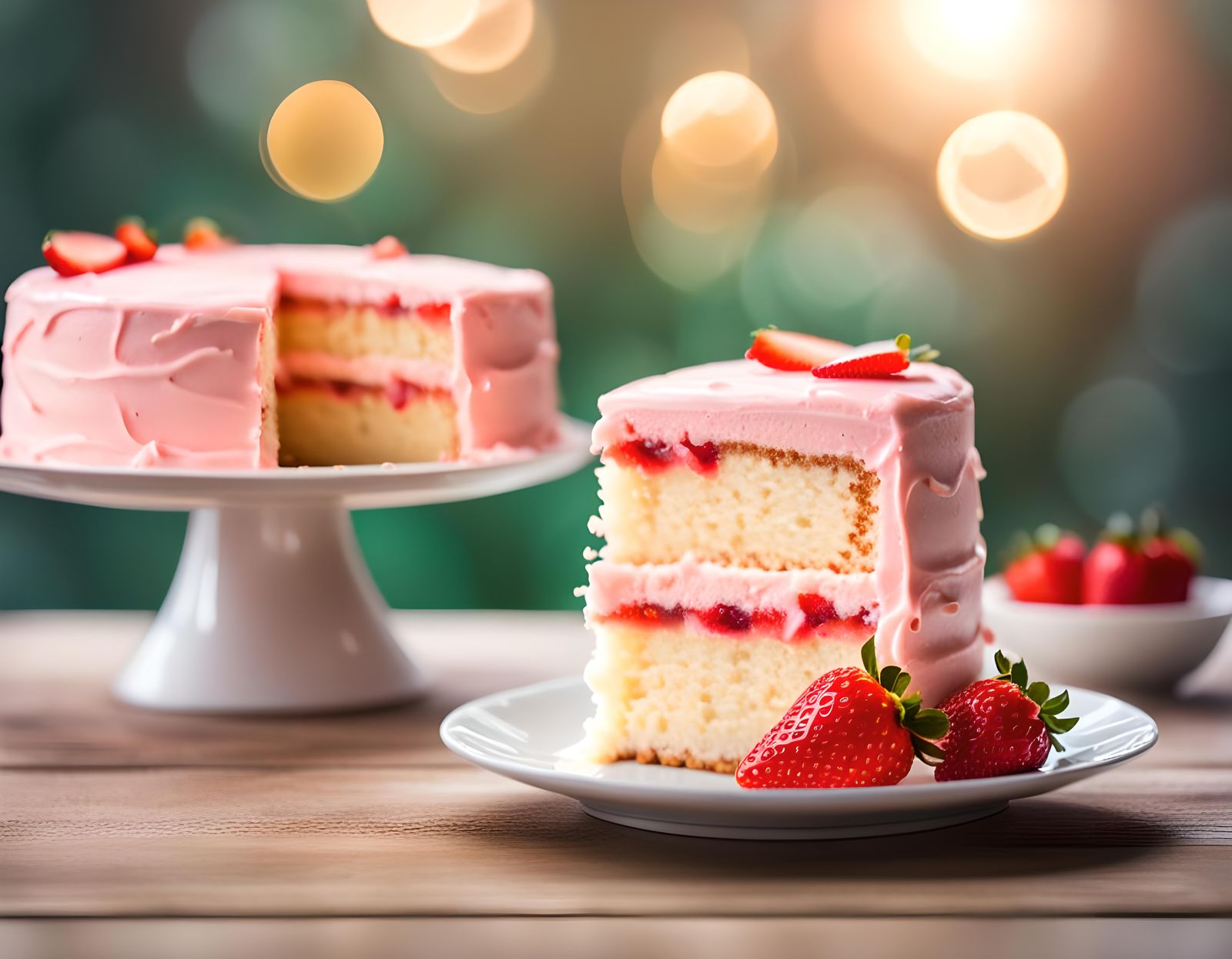 Vanilla Cake with Strawberry Frosting, Professional Photo