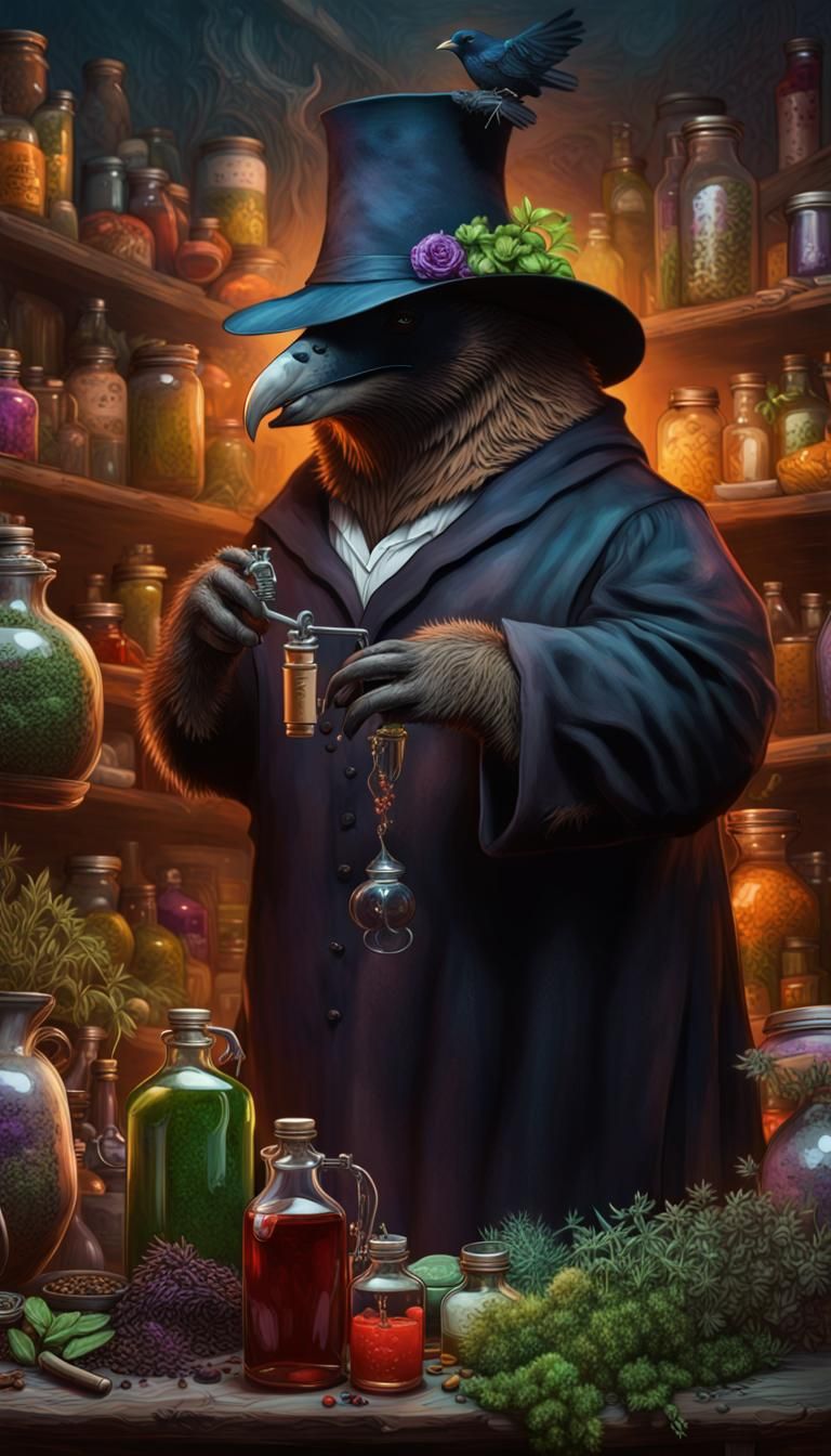 Grizzly Bear Plague Doctor in Dark Fantasy Art