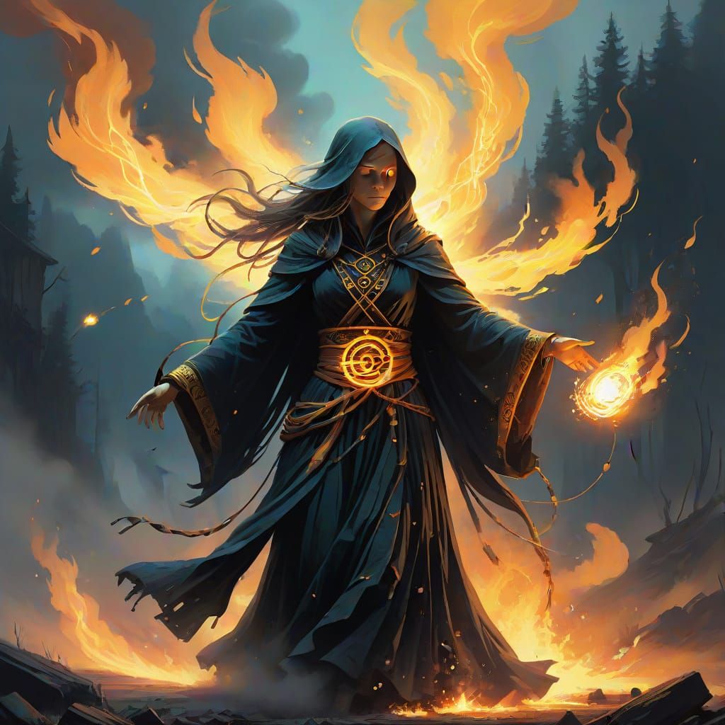 Sorceress Ignites Mystical Blaze