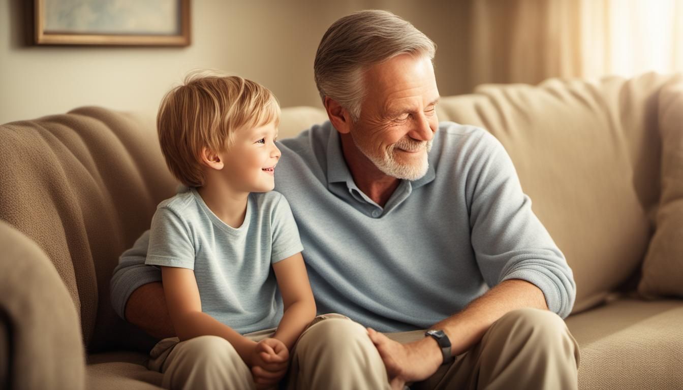 Heartwarming Father and Child Portrait in Rockwell Style