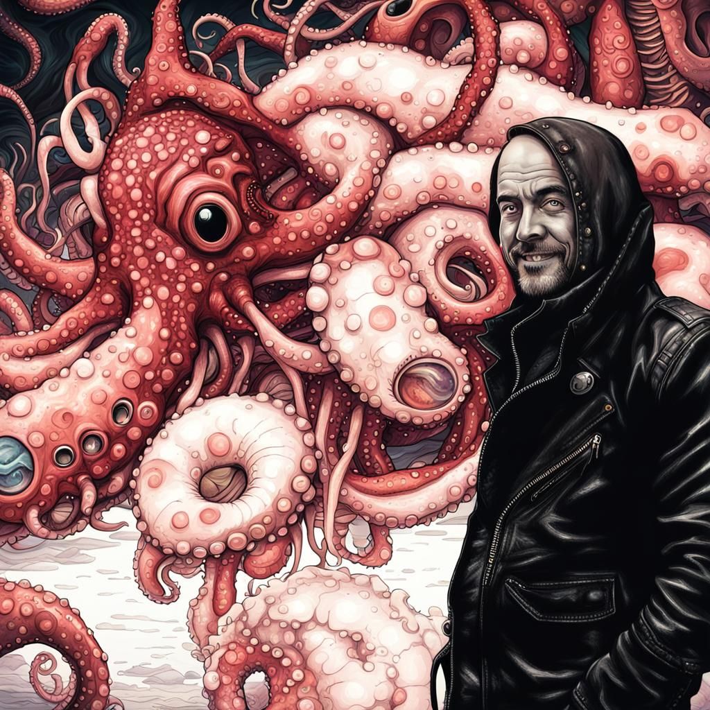 Sci-Fi Surrealism: Man and Octopus-Alien Friend