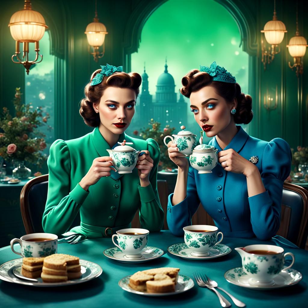 Girls in Love: 1950s Diner Fantasy Art