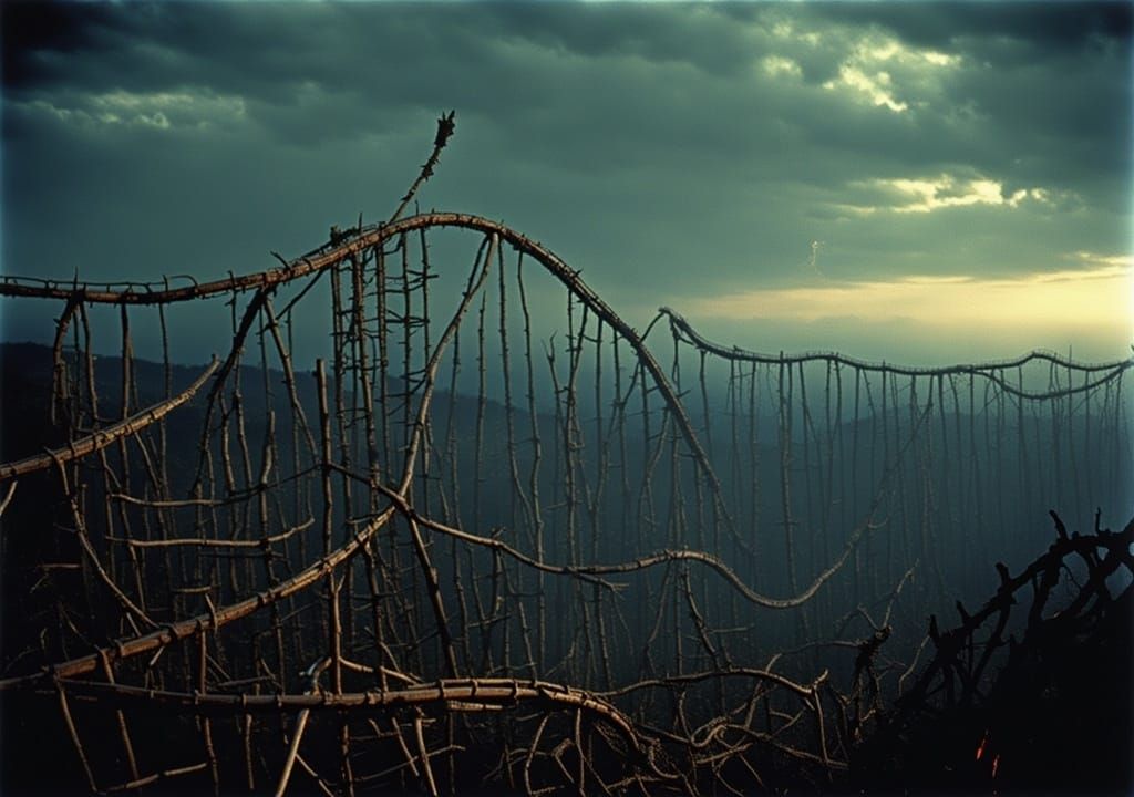 Colossal Wooden Rollercoaster in Futuristic Industrial Style