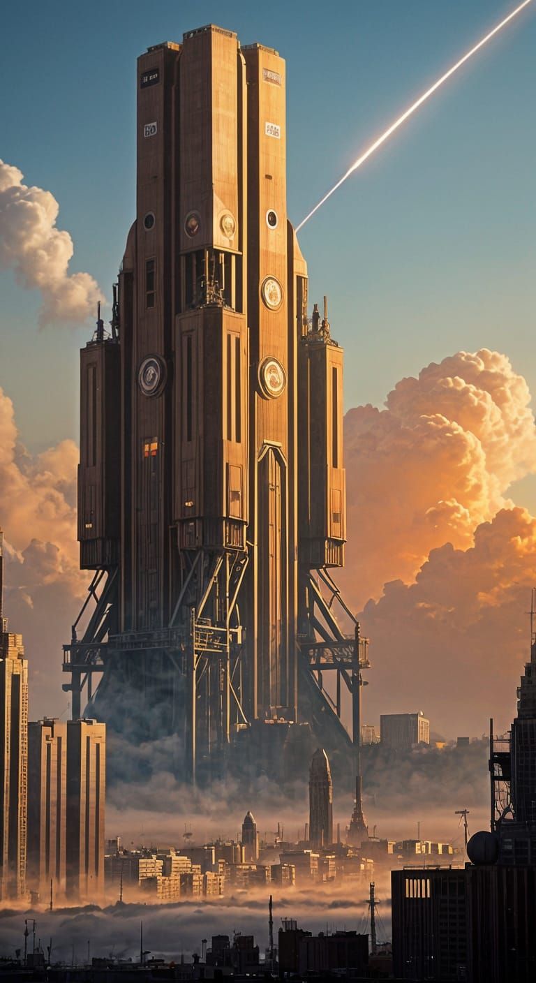 Giant Biological Rocket Launch Silhouette