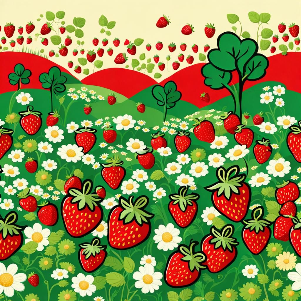 Seamless Strawberry Fields and Meadows Wallpaper