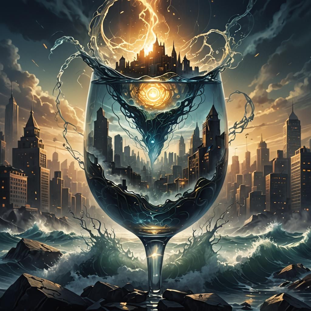 Glass 'A' in Swirling Fog, Dark Fantasy Illustration