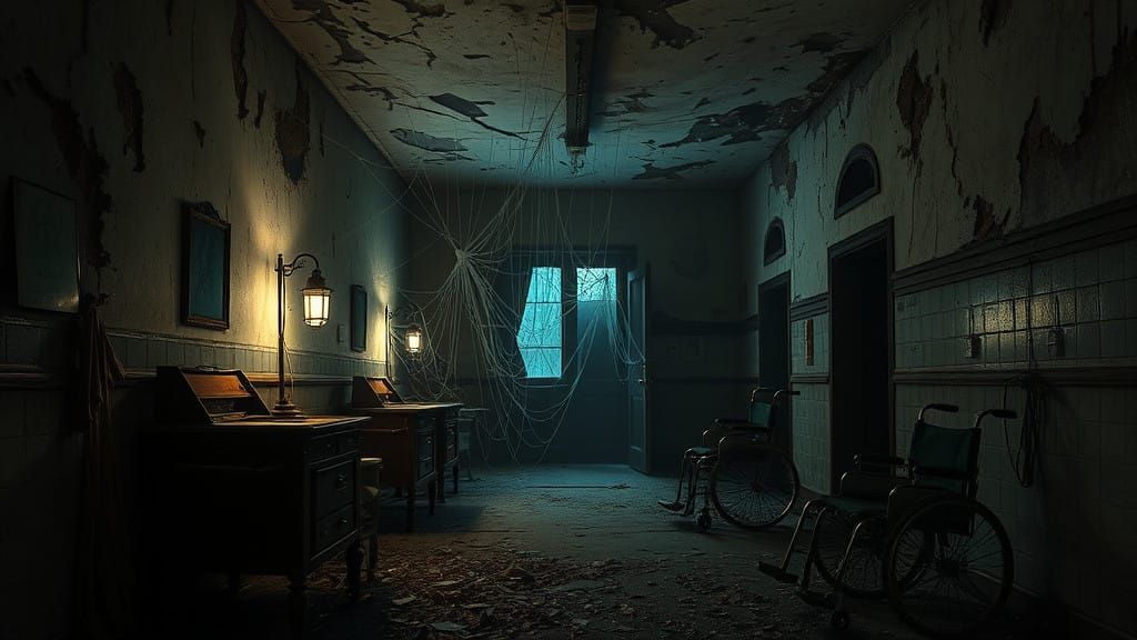 Haunted Asylum in a Dark, Gritty, Photorealistic Style