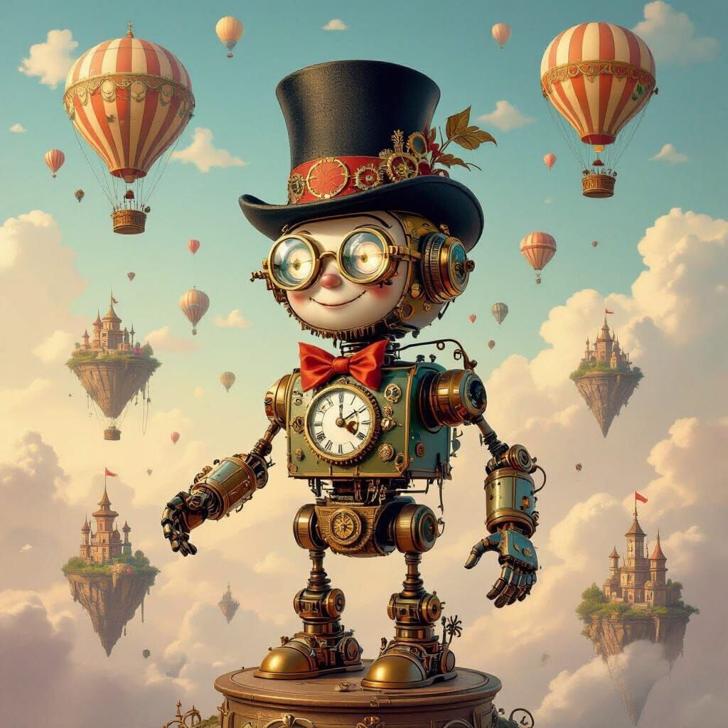 Clockwork Automaton with Top Hat on Floating Islands