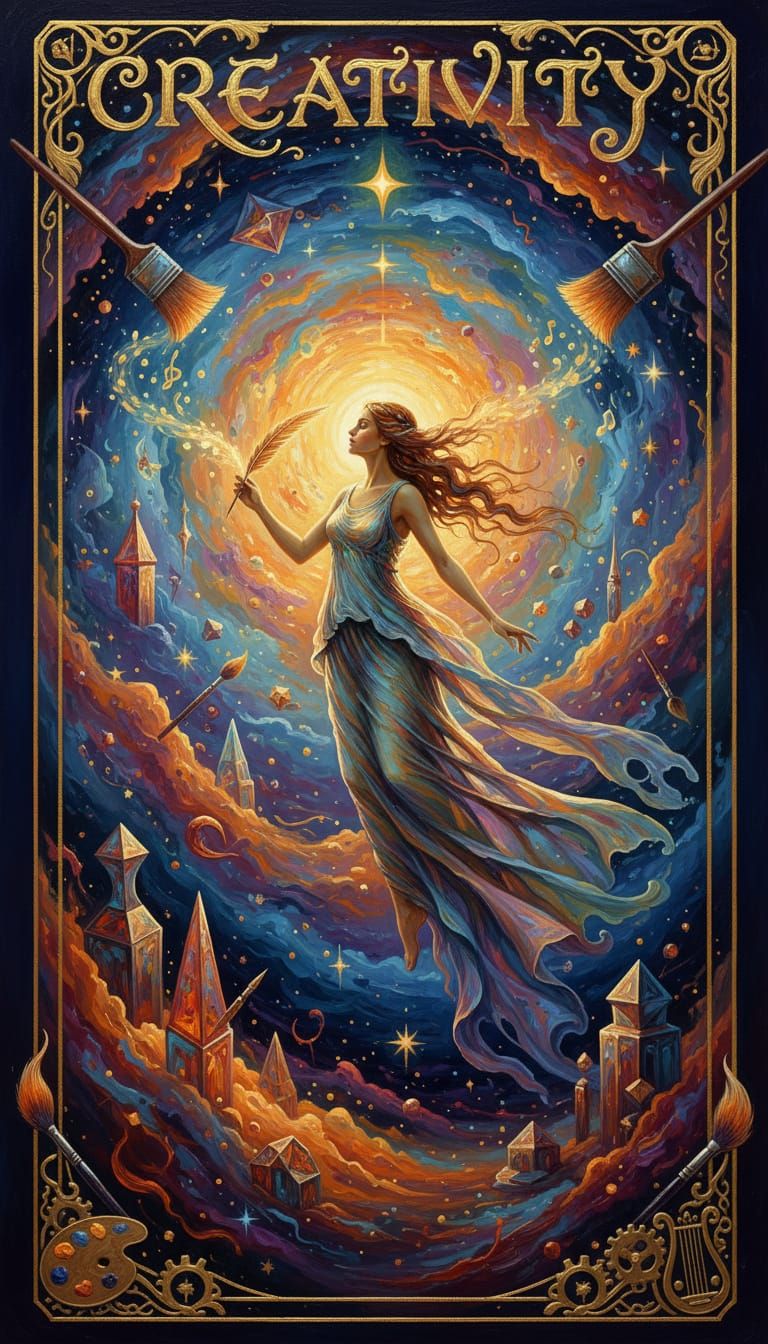 Surreal Tarot Card of Creativity as Oil Painting