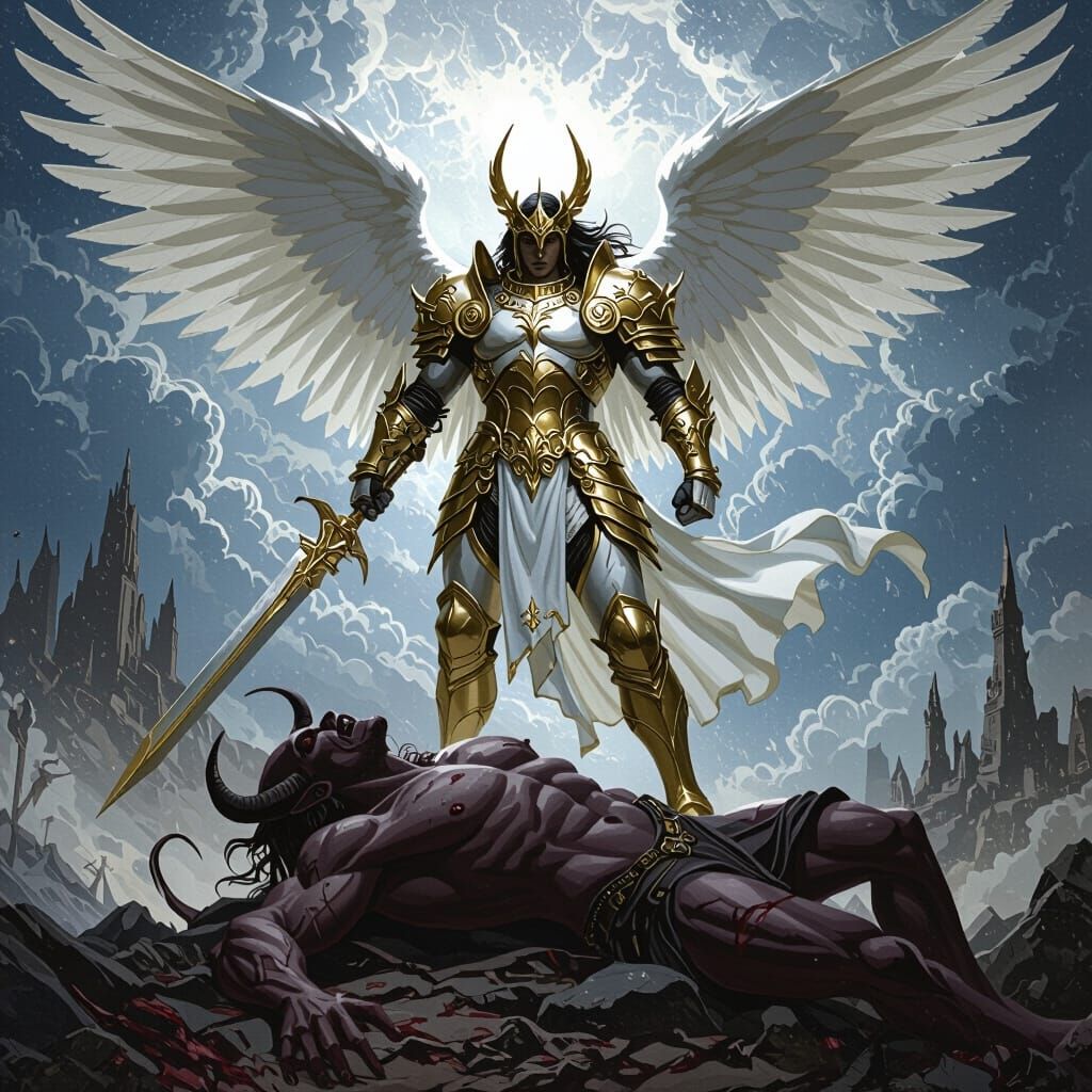 Victorious Archangel Michael in Mystical Realm