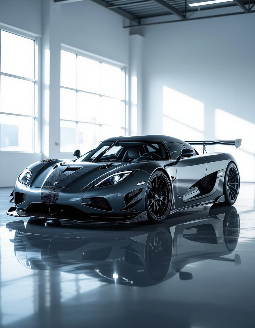 Modified Koenigsegg in Metallic Black with Carbon Fiber Acce...