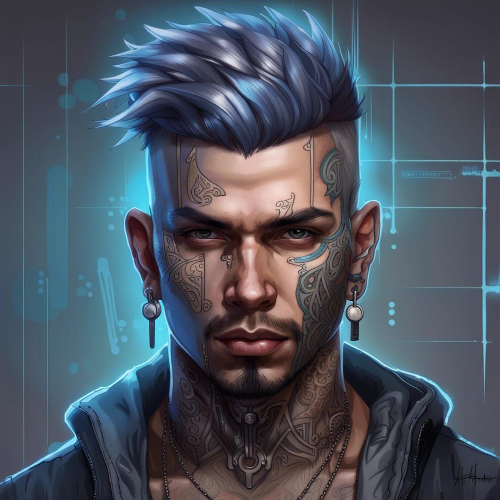 Cyberpunk Gang Member Portrait in 8K Resolution