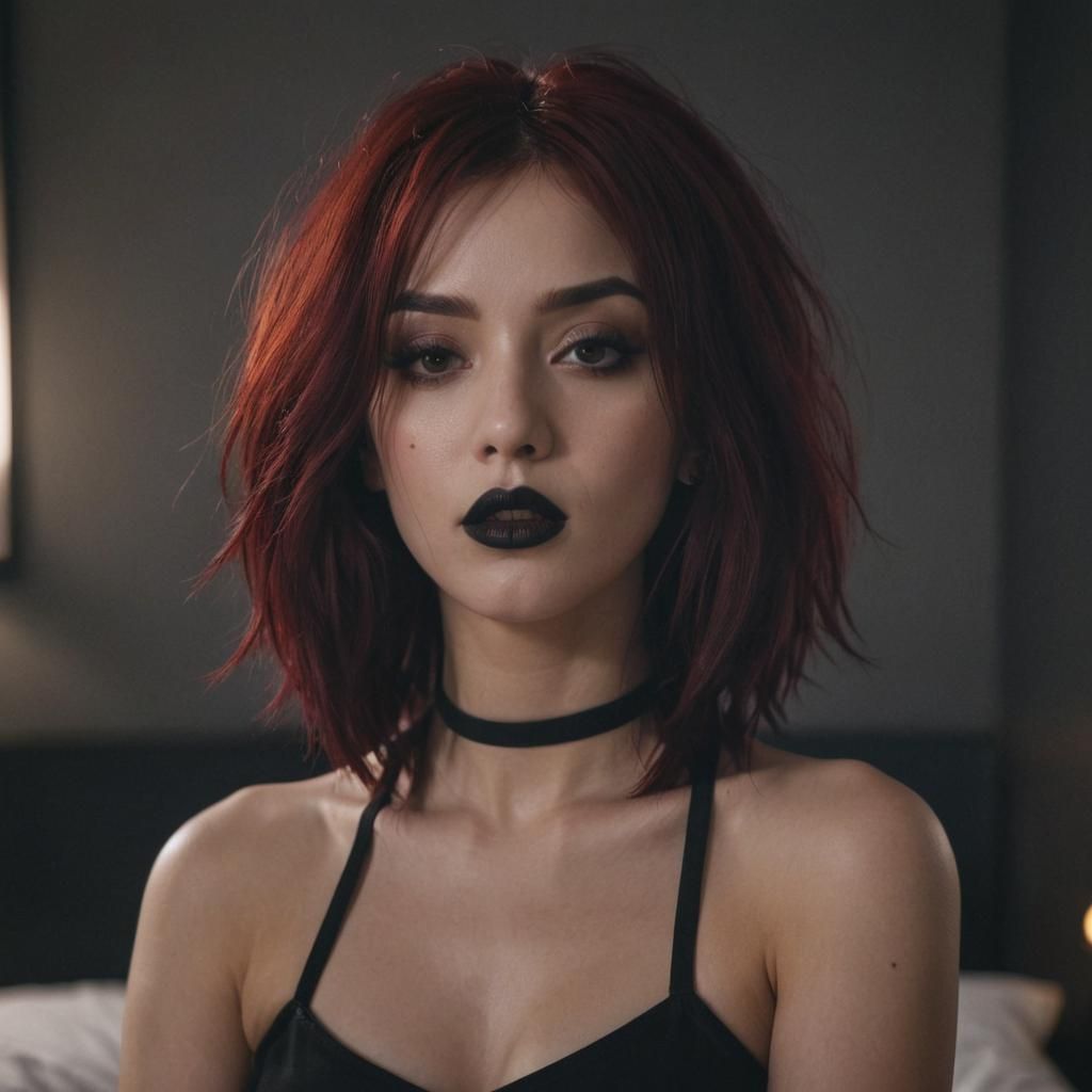 Hyperrealistic E-girl Portrait with Moody Lighting