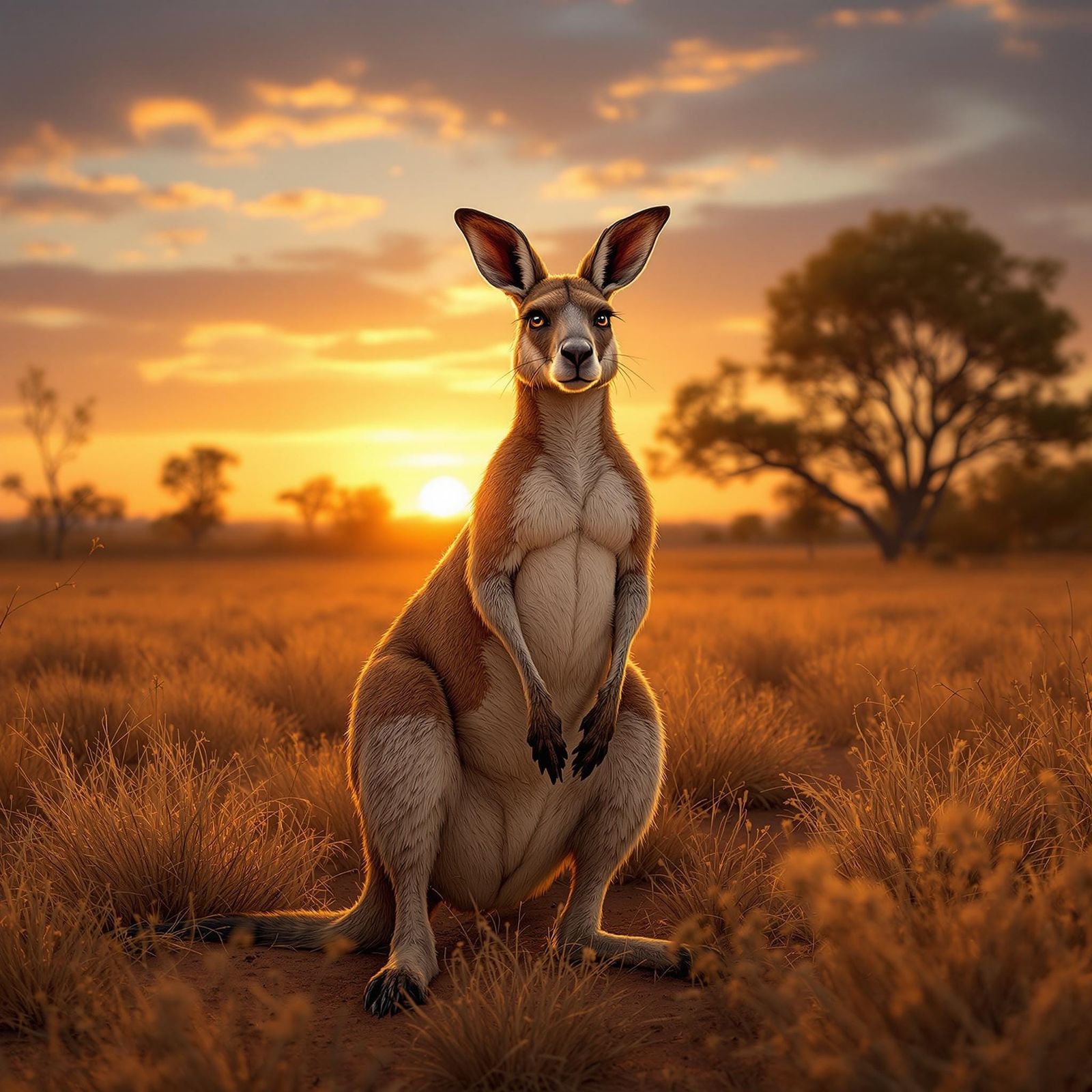 Majestic Kangaroo in Sunset Australian Outback