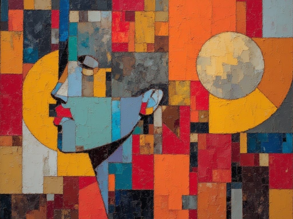 Steampunk Moon Over Rusty House, Hard Brushed Style