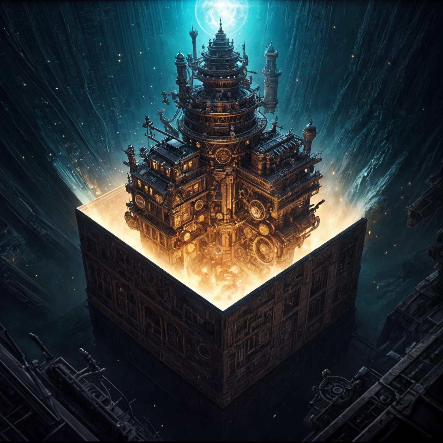 Steampunk Civilization Emerges: Detailed Matte Painting