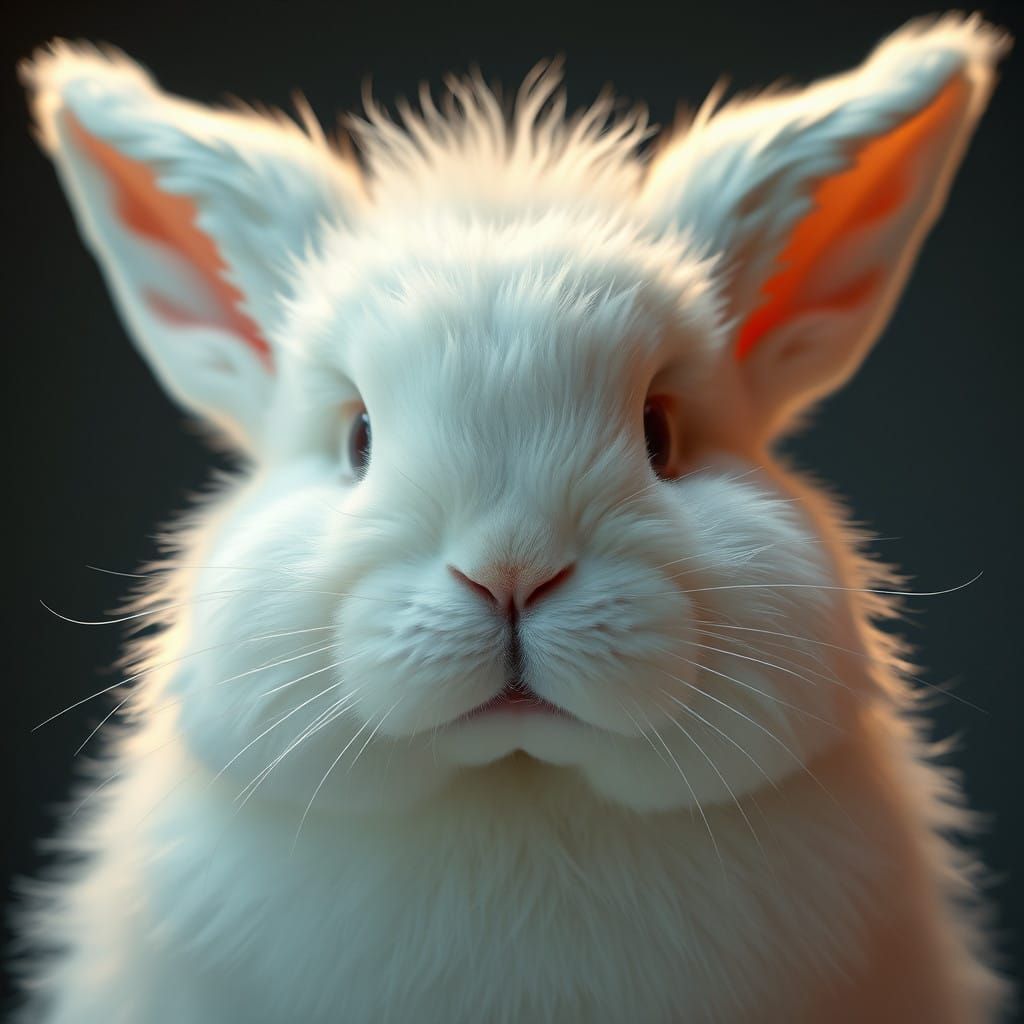 Whimsical Regal Albino Rabbit Portrait in Pastel Colors