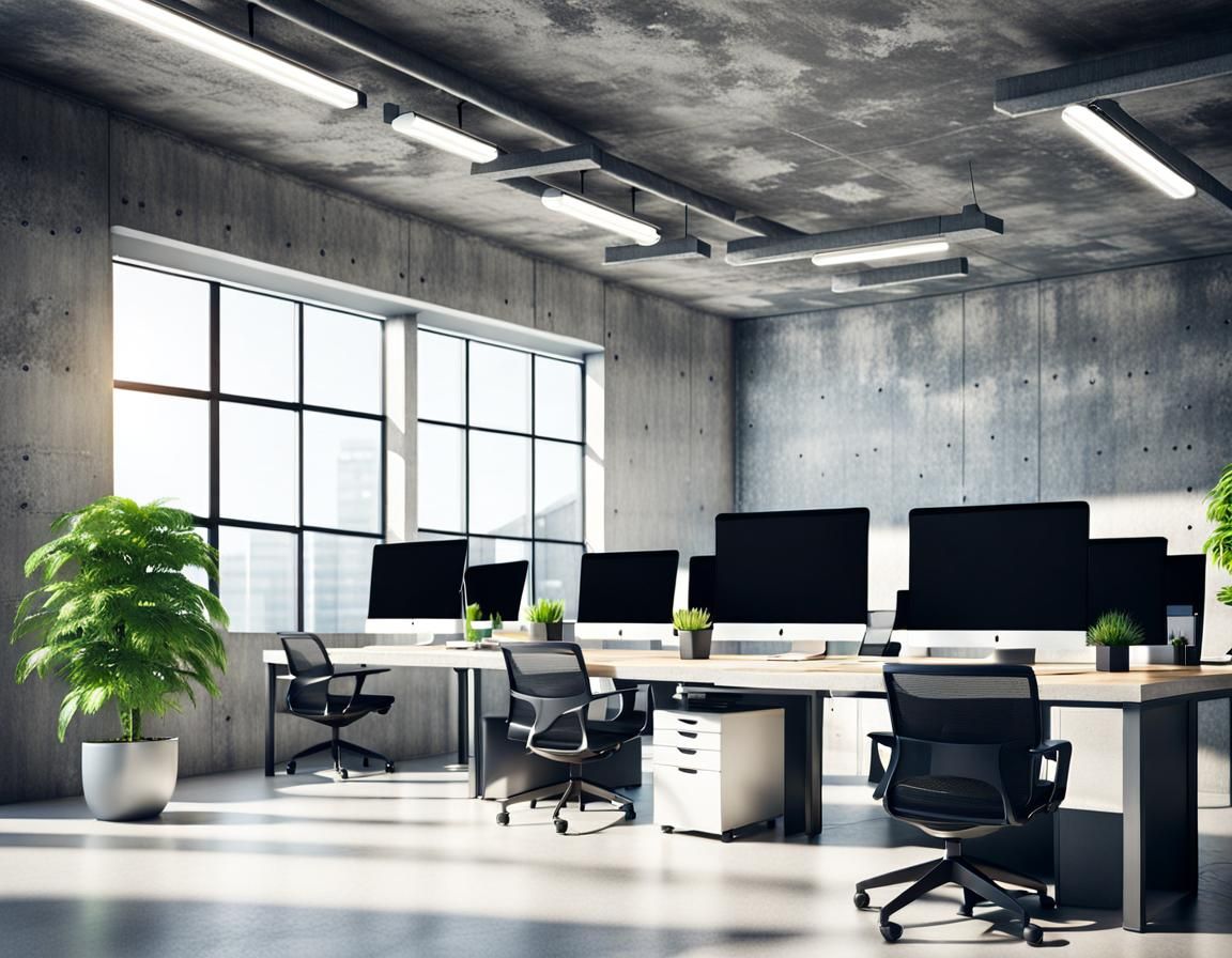 Modern Open Plan Office Space with Industrial Touches