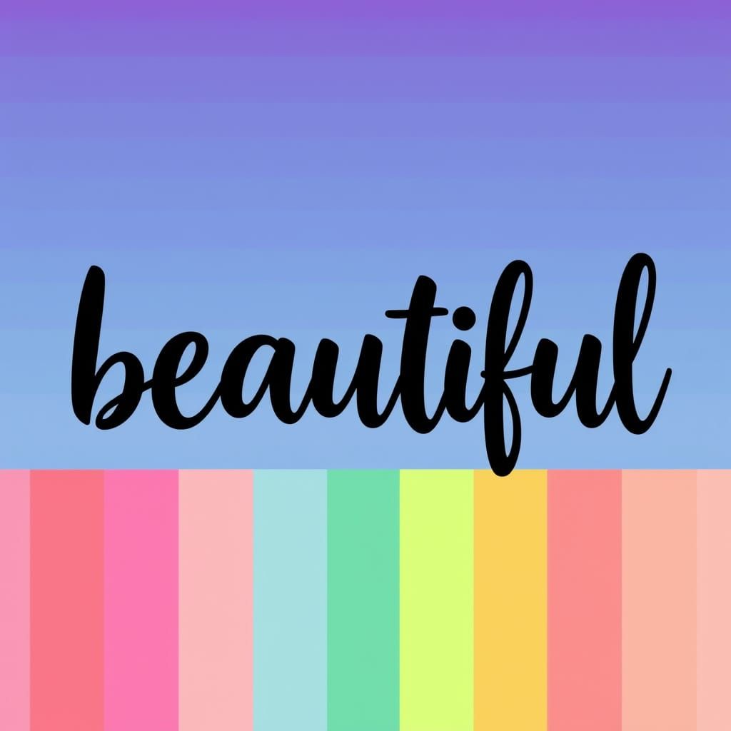 Beautiful Word on Rainbow Stripes Background