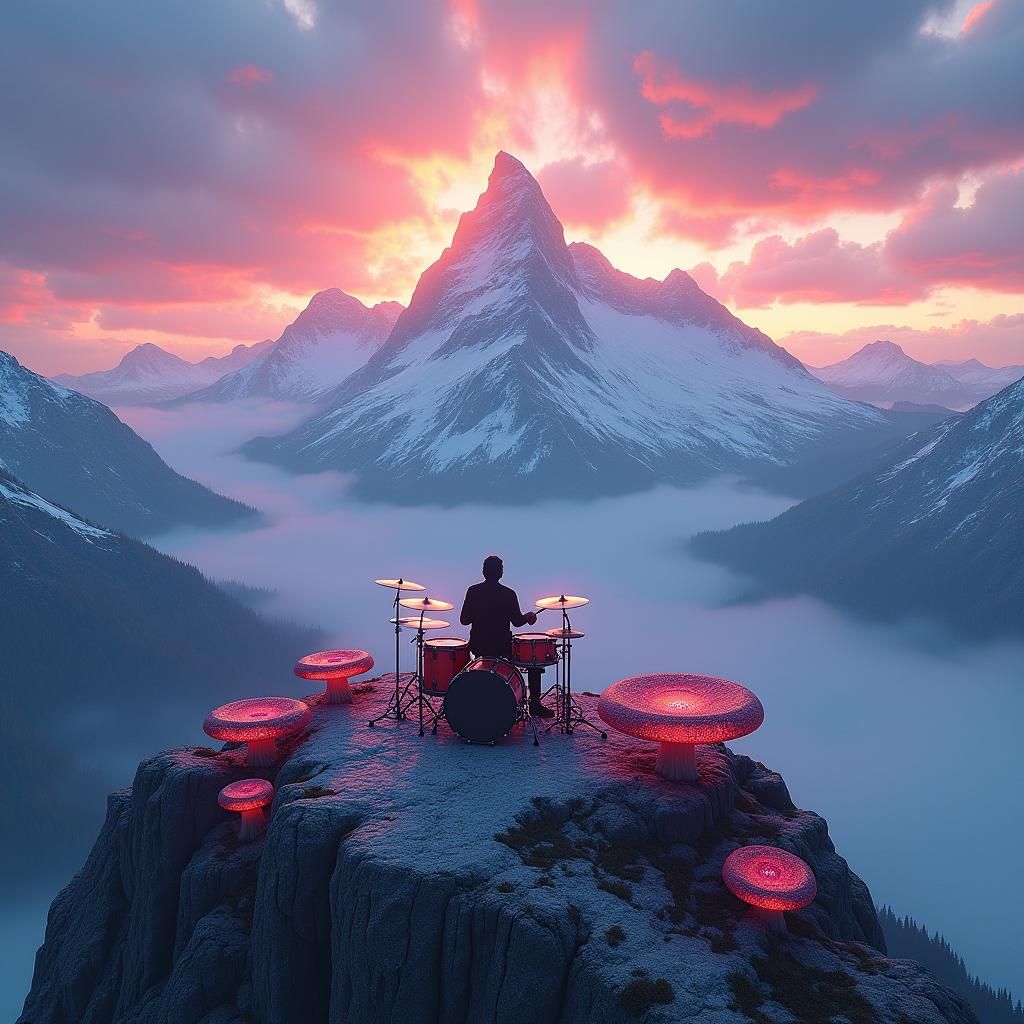 Epic Drum Solo at Canadian Mountain Sunset