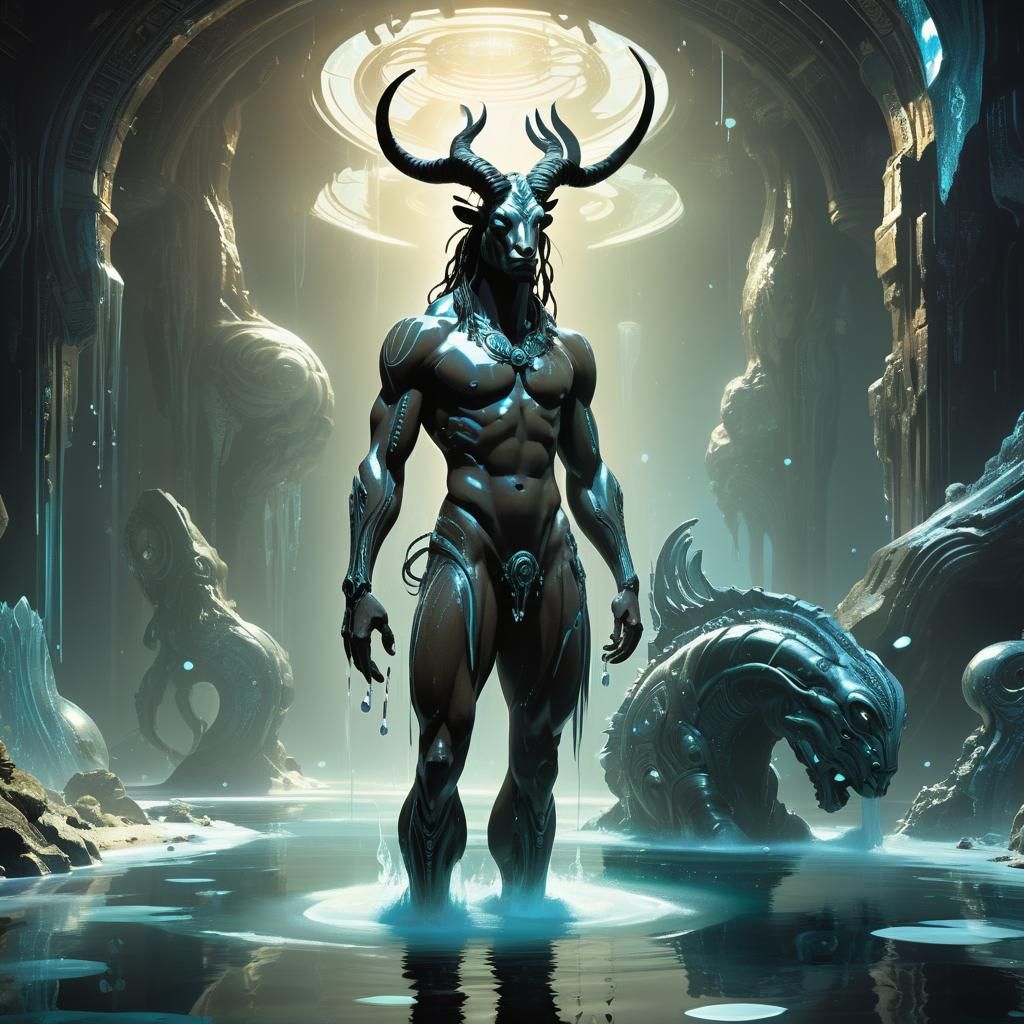 Handsome Centaur in Mystical Biomechanical Chamber