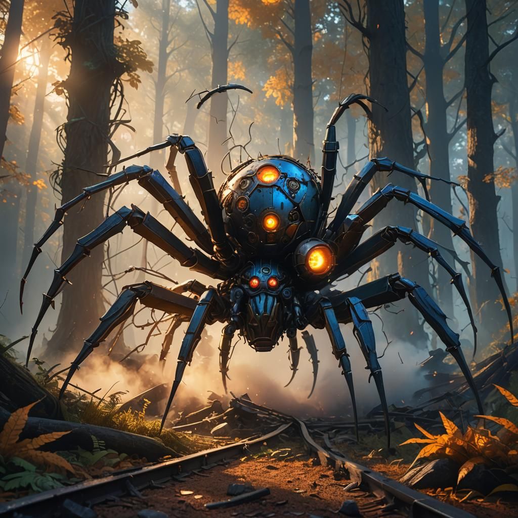 Steam Train Spider Crashes Through Mystical Forest