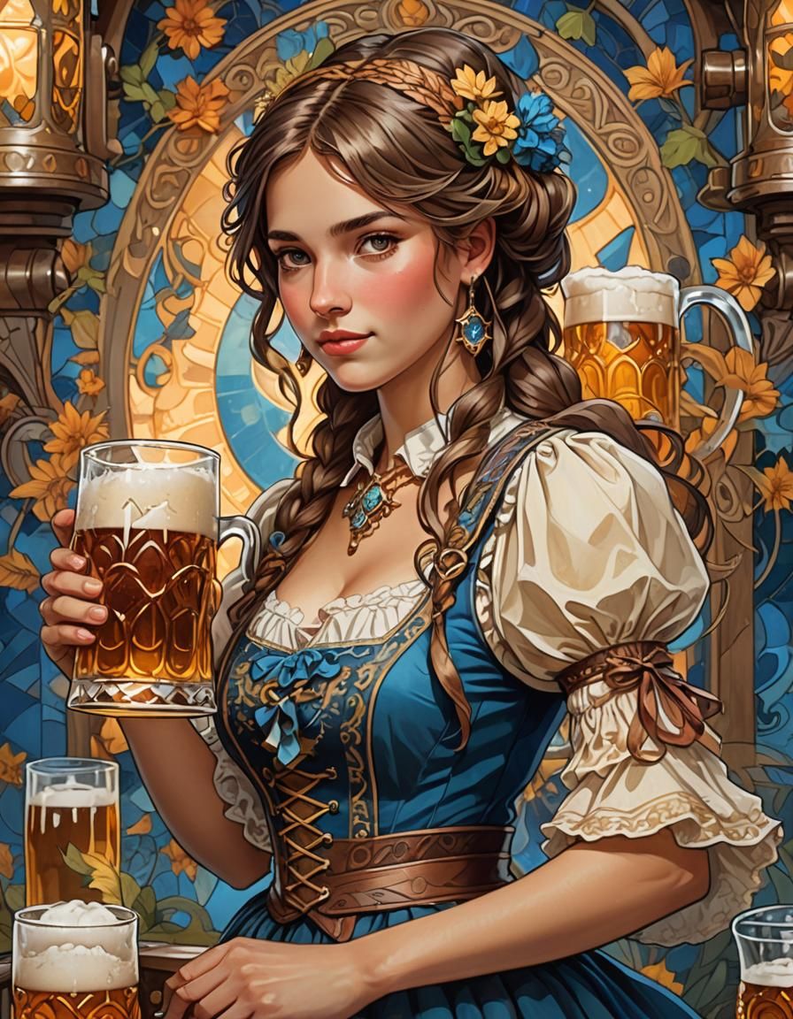 Oktoberfest Woman in Art Nouveau Style