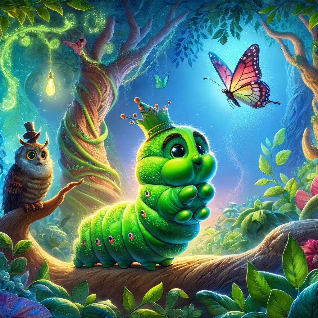 A caterpillar's magical transformation into a butterfly in a...