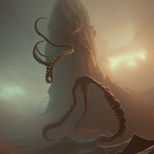 Lovecraftian Wind Monster in Dark Fantasy Style