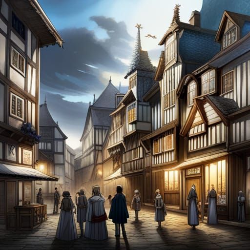 Auxerre in Anime Style, Large Plan Composition