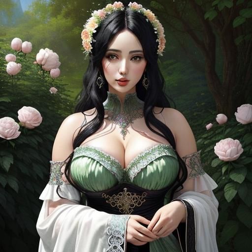 Aphrodite Silhouette Made of Flowers in Gothic Art