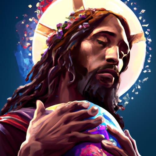 Struggling Jesus Christ Portrait in Hyperdetailed Style