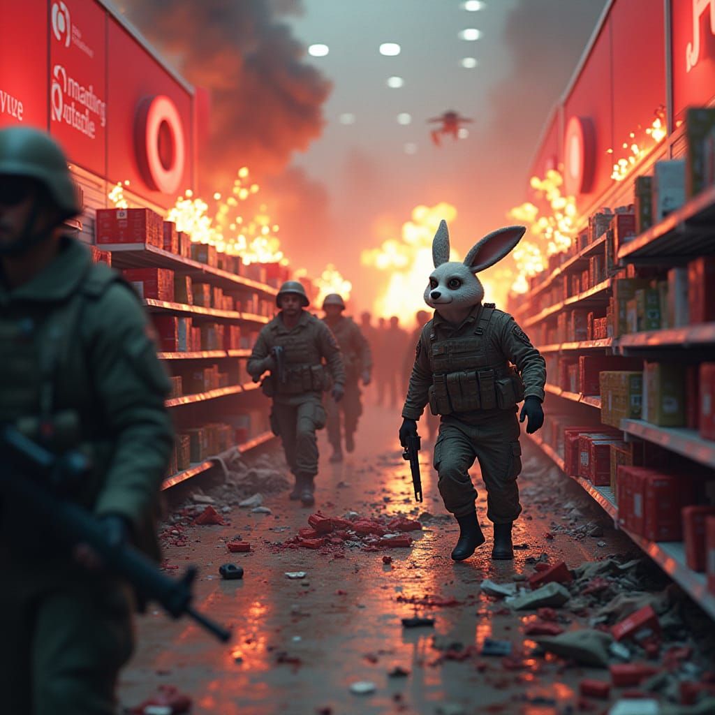 Military vs Furries Black Friday War as Matte Painting