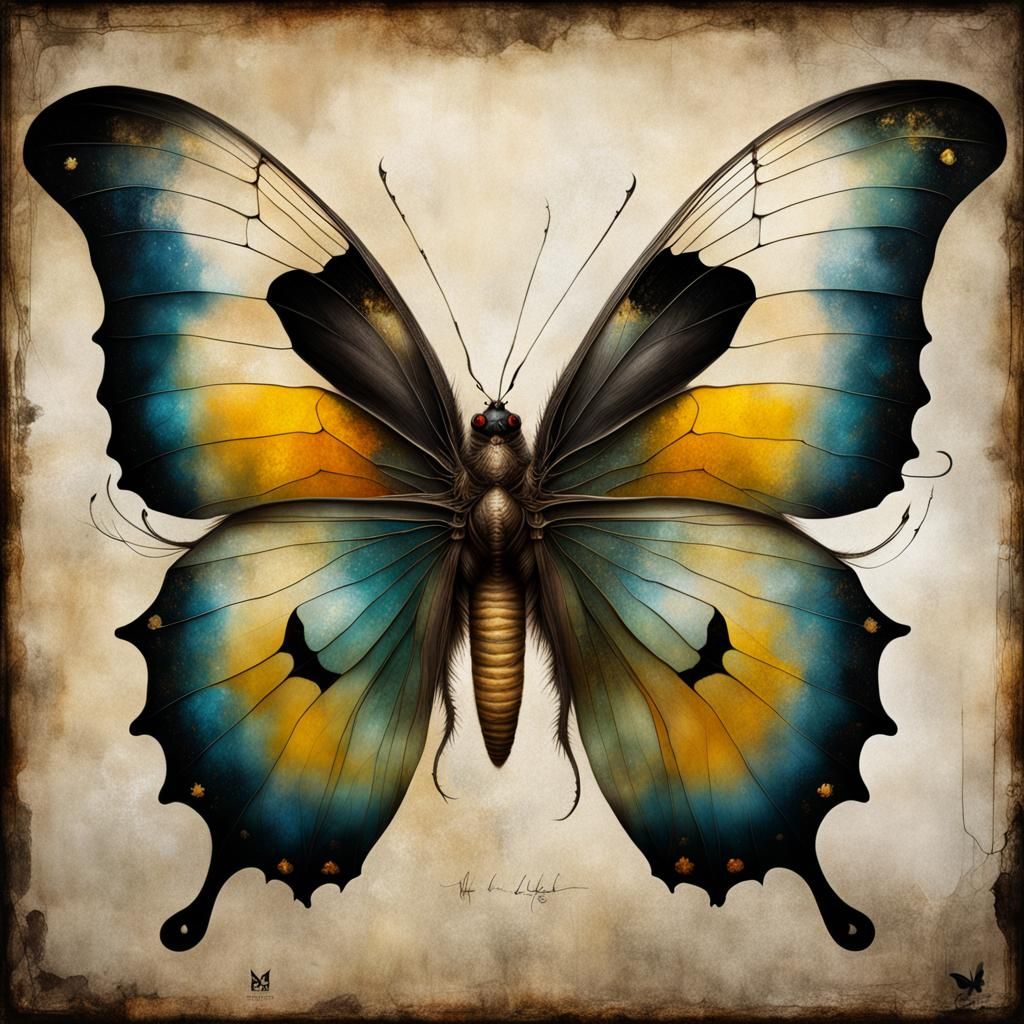 Dragon Butterfly Hybrid in Volcanic Landscape