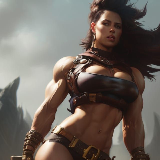 Dark Fantasy Muscle Girl Concept Art