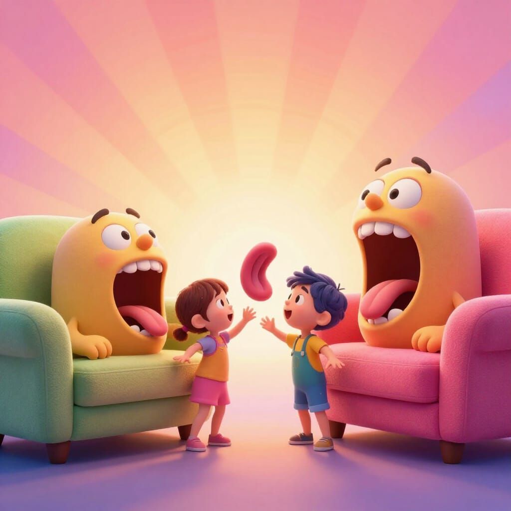 Playful Monster Couches in Pixar Style
