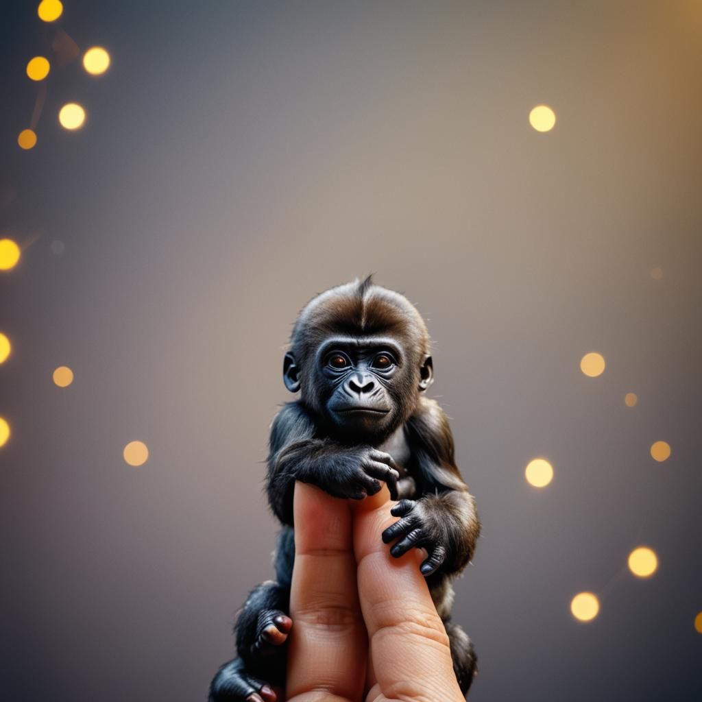Macro Photo of Tiny Gorilla in Pop Art Style
