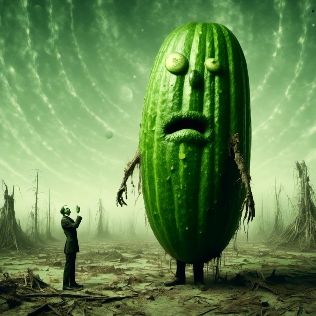 Macabre Cucumber Man on Green Planet