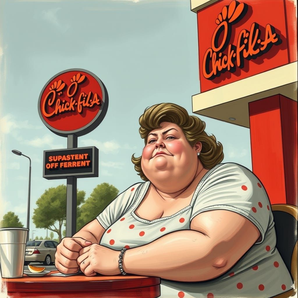 Grumpy Woman at Chick-fil-A