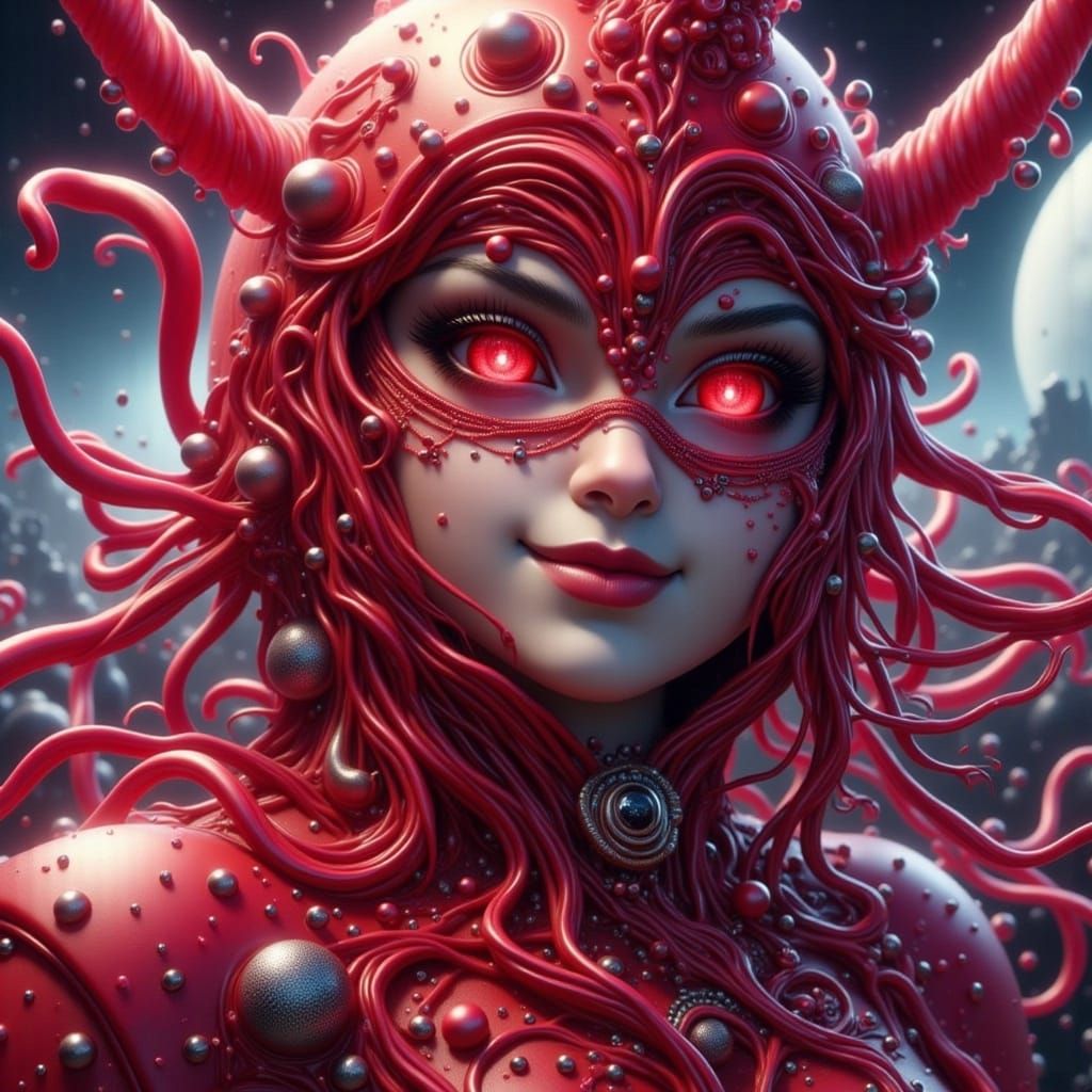 Alluring Cyberpunk Figure With Metallic Eyes