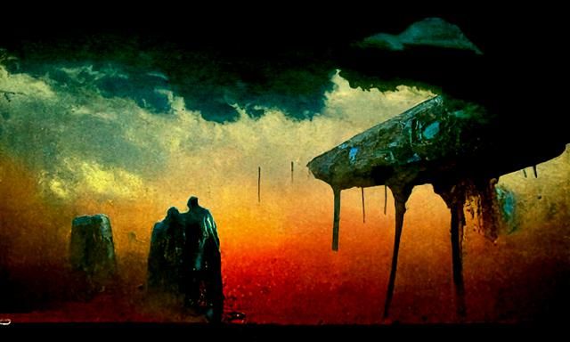 Cyberpunk Sunset with Neon Tail Lights