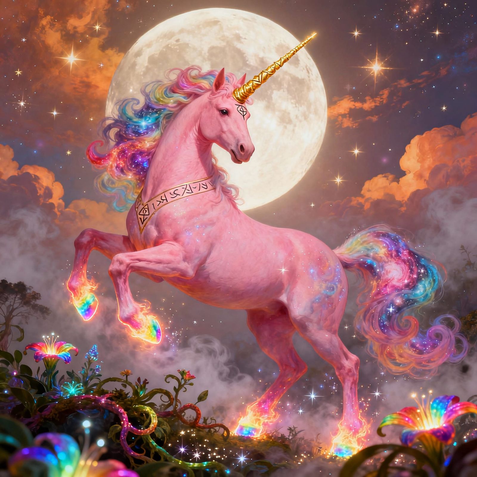 Cosmic Unicorn Ashiannon Blooms Magic in Celestial Realm