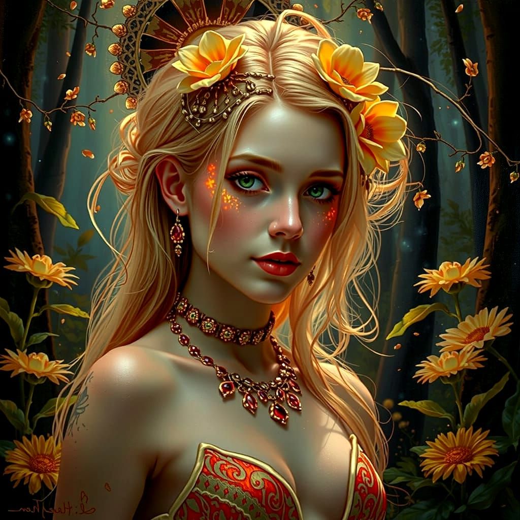 Bioluminescent Forest Figure with Glowing Skin