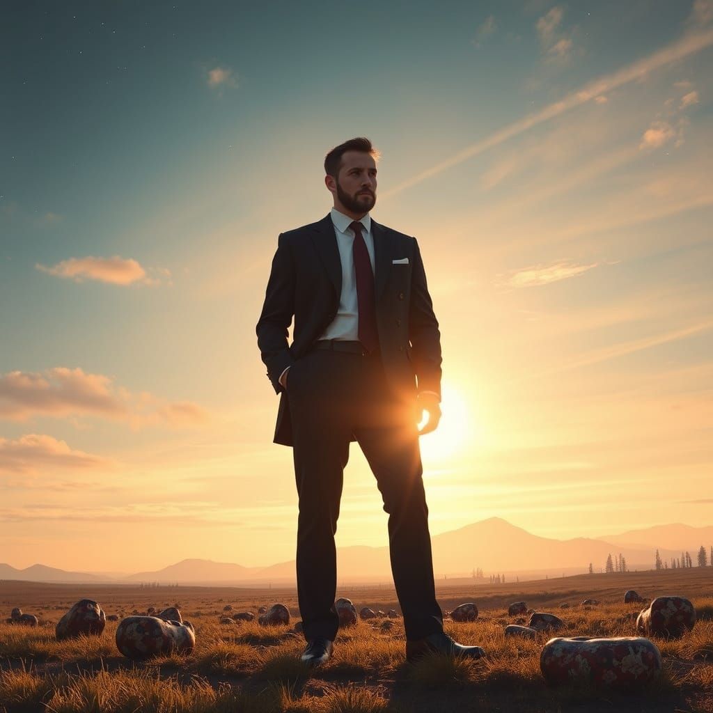 Nordic Man in Suit, Inspired by Sci-Fi Art